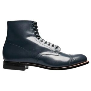 Stacy Adams‎ Navy Leather Cap Toe Formal Dress Boots Men 8 D Goodyear Welt